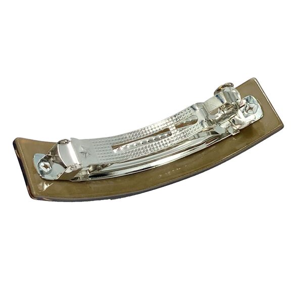 Large Tan Beige Acrylic Bling Flower Hair French Clip Barrette Curved Long Hair - Picture 5 of 11